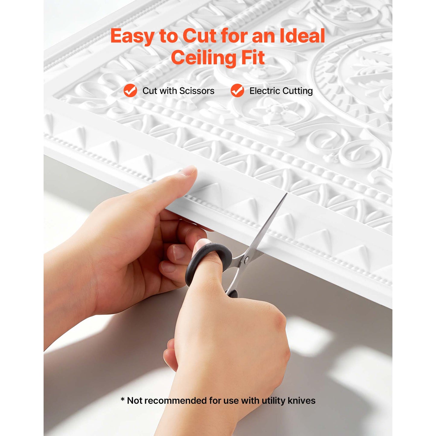 24x24 Inch PVC Ceiling Tiles 12-Pack White Geometric Wall Panels - Easy to Install and Paintable