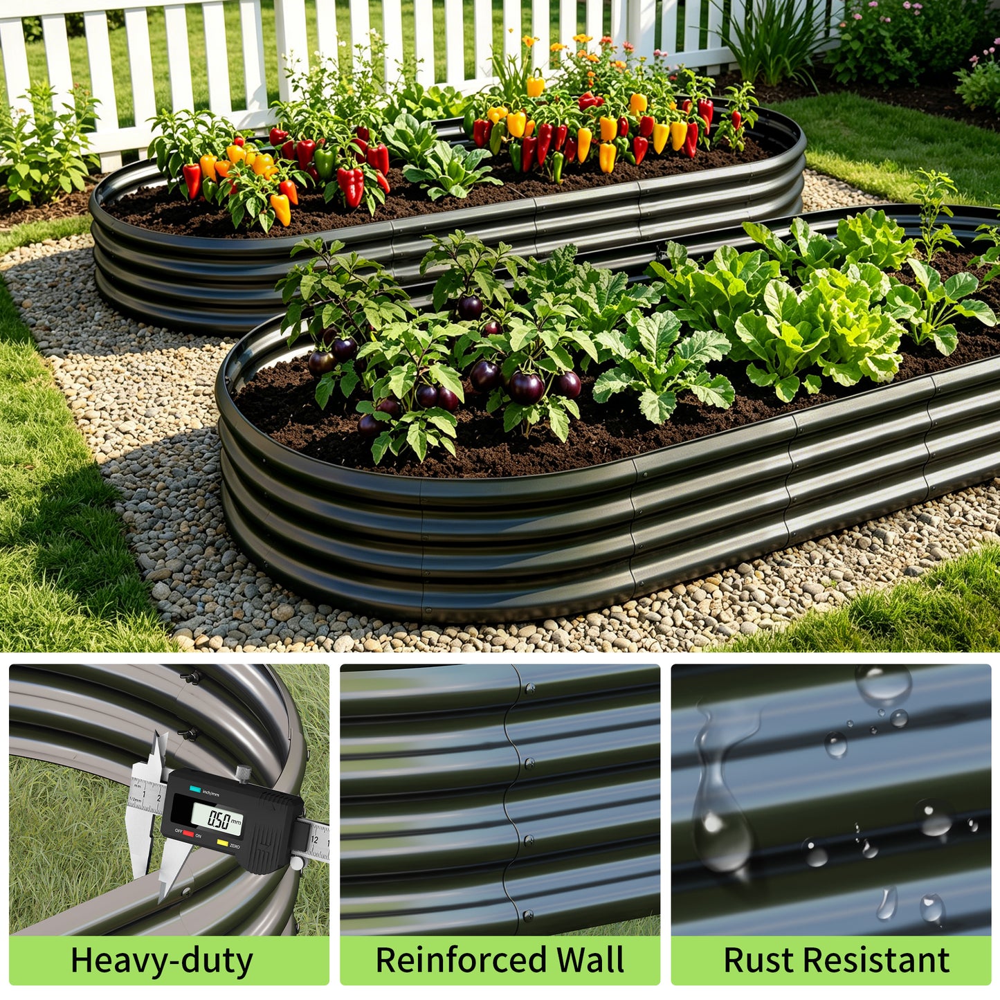 Galvanized Raised Garden Bed 8x4x1ft - Heavy Duty Outdoor Planter Box