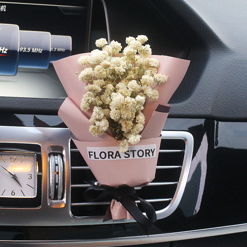 Decorative Dried Flowers Air Outlet Car Freshener - Colorful Aromatic Bouquet
