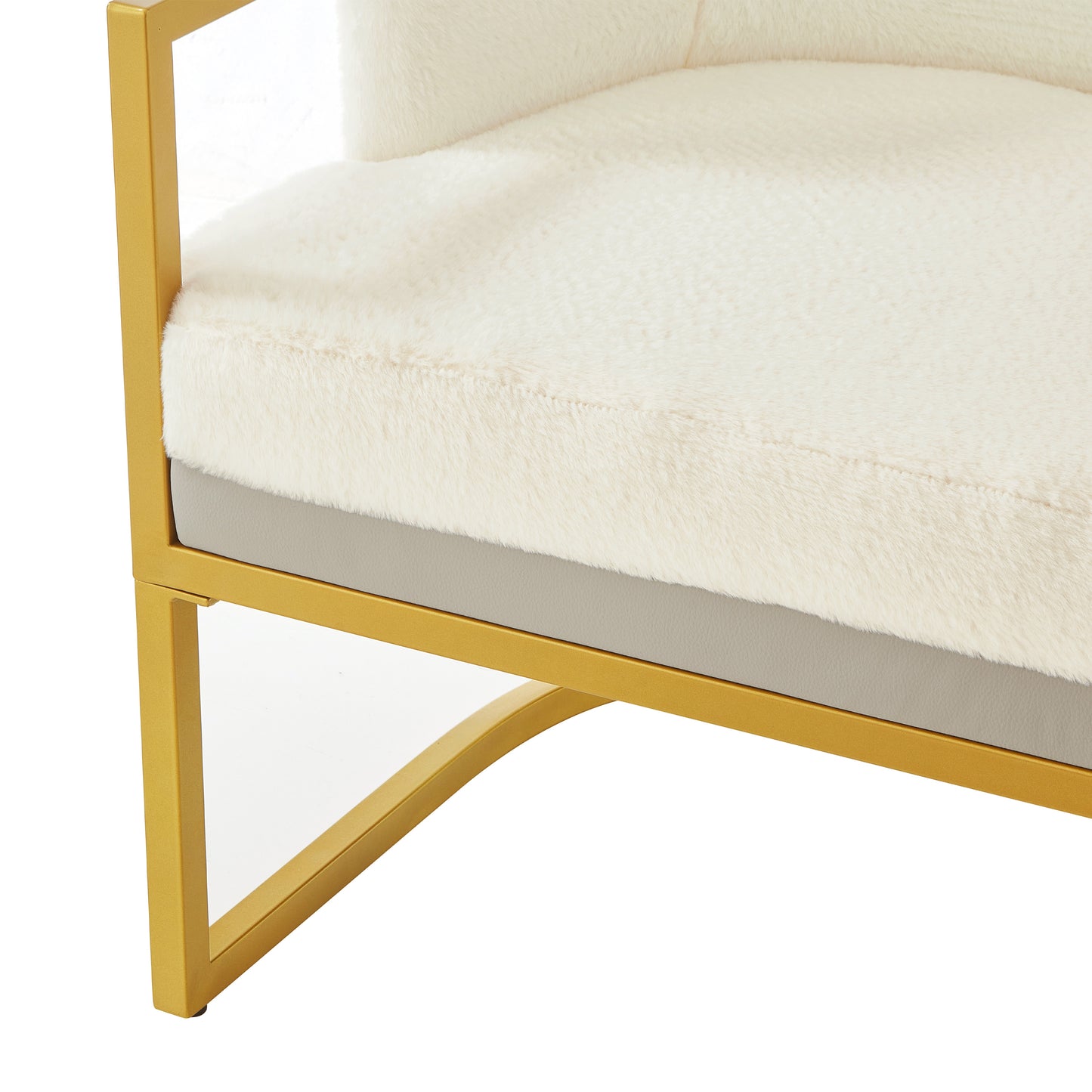 Cozy Upholstered Accent Chair with Gold Frame - Beige