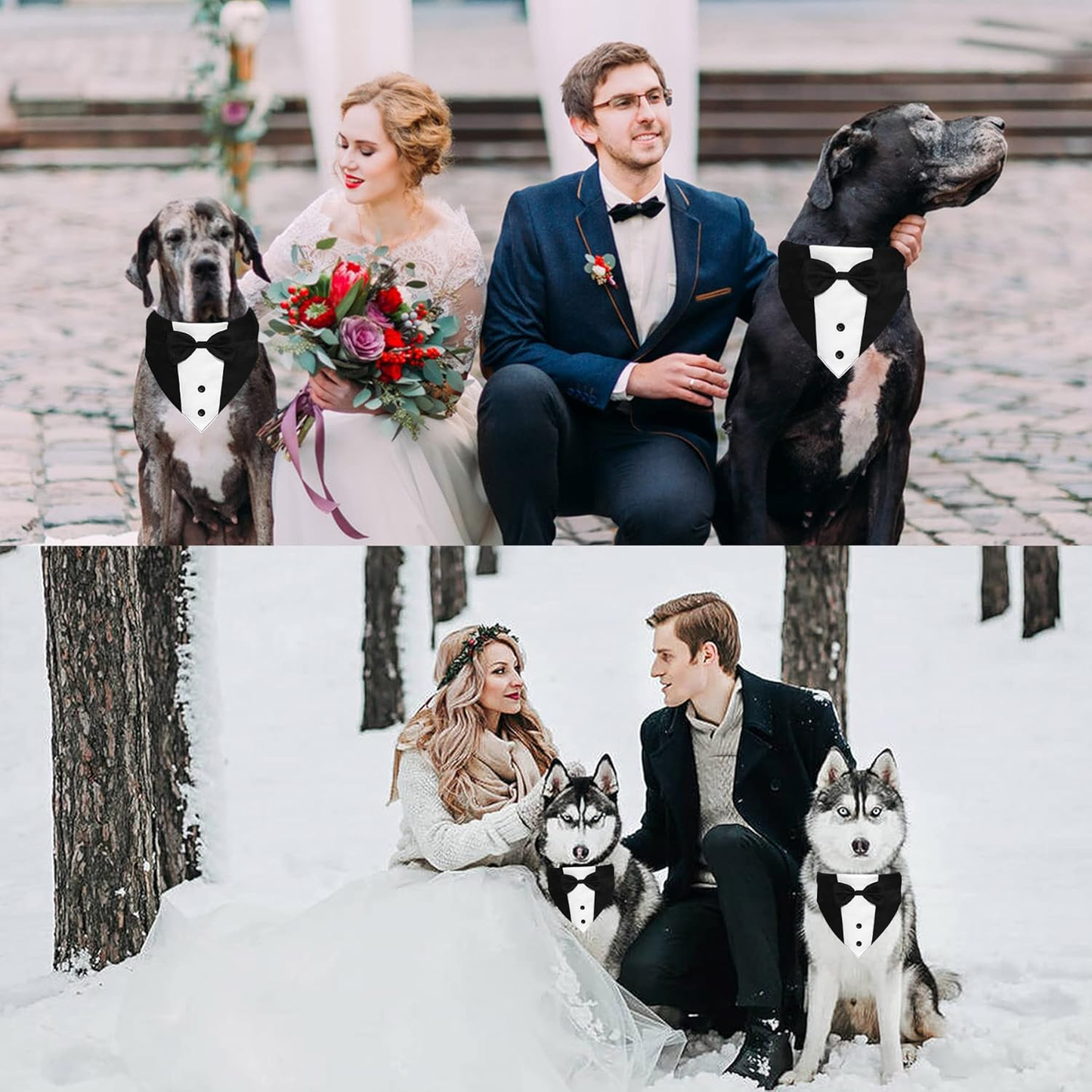 Formal Dog Tuxedo with Bow Tie & Bandana Collar - Adjustable for Small to Large Pets