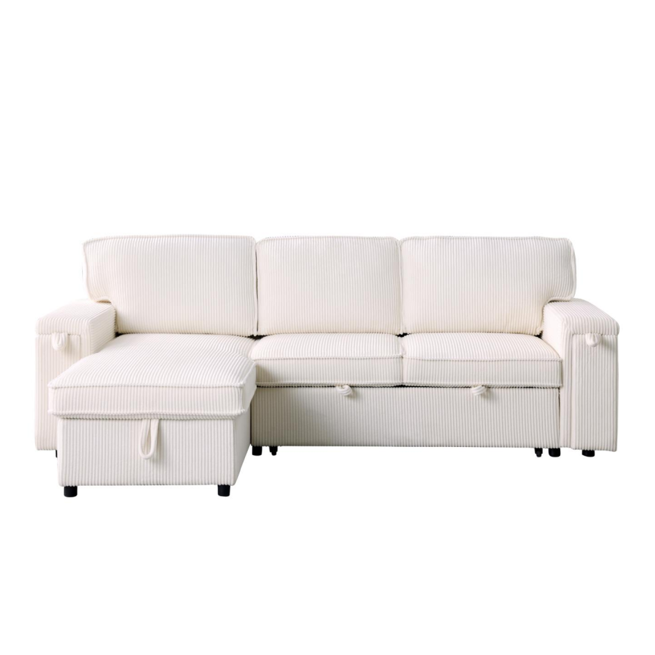 Upholstery Sleeper Sectional Sofa with Storage - Beige