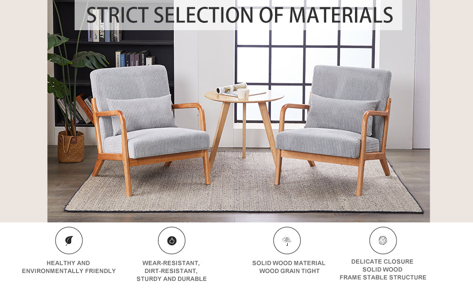 Mid-Century Modern Upholstered Accent Chair - Light Gray