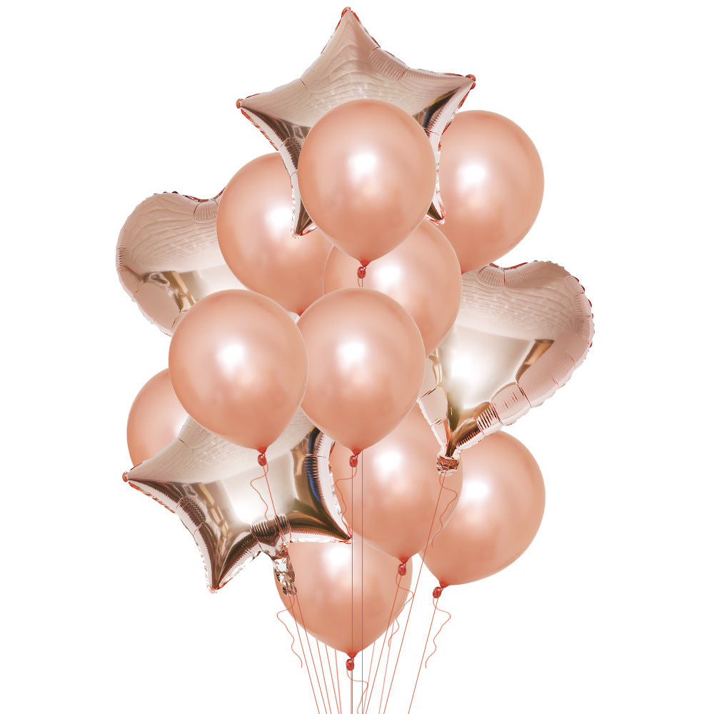 Love Five-Pointed Star Balloon Set - Assorted Metallic Latex & Foil Balloons