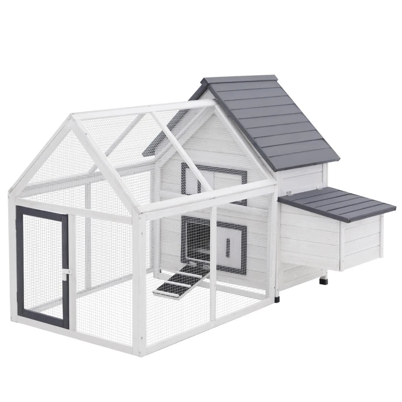 Wooden Chicken Coop with Nesting Box Ramp and Run - Outdoor Poultry Cage