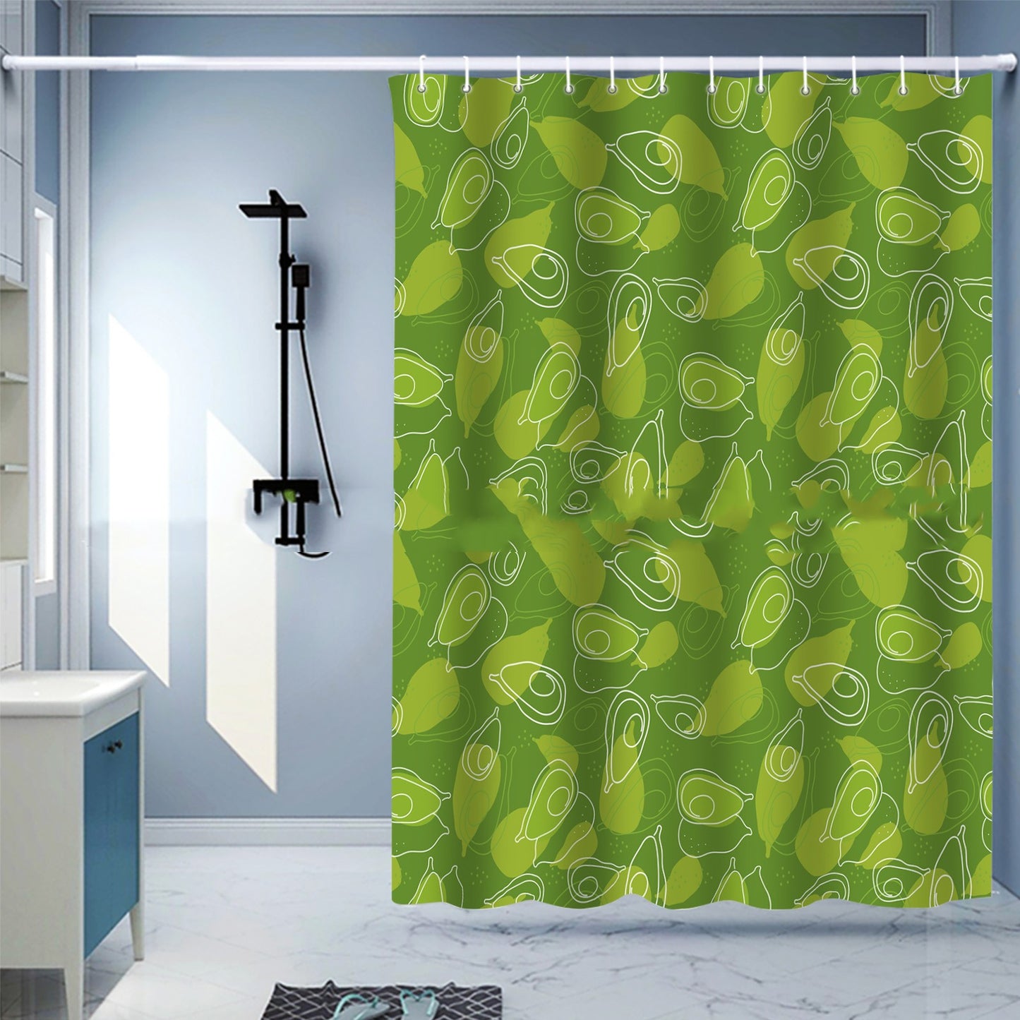 Waterproof Digital Printing Shower Curtain - Punch-Free European Style 183x214cm