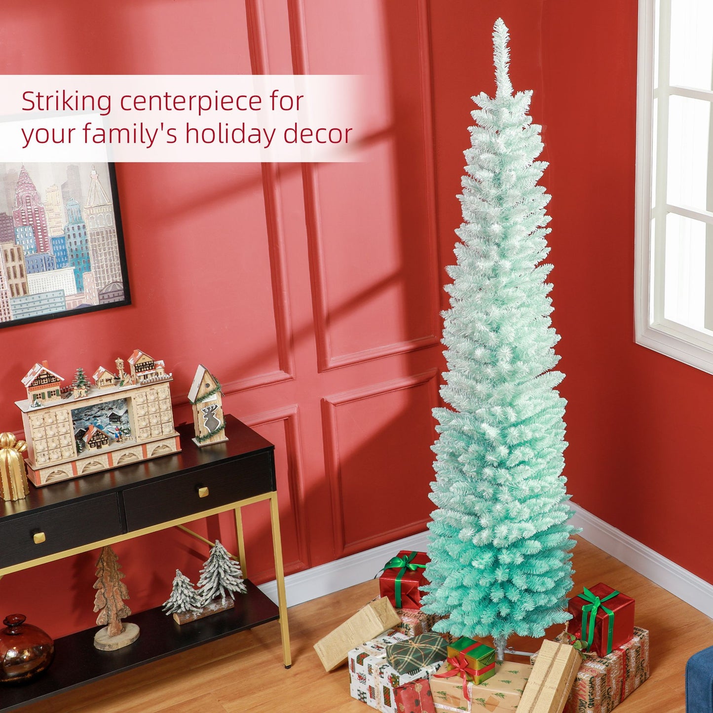 7ft Slim Pencil Artificial Christmas Tree - Blue