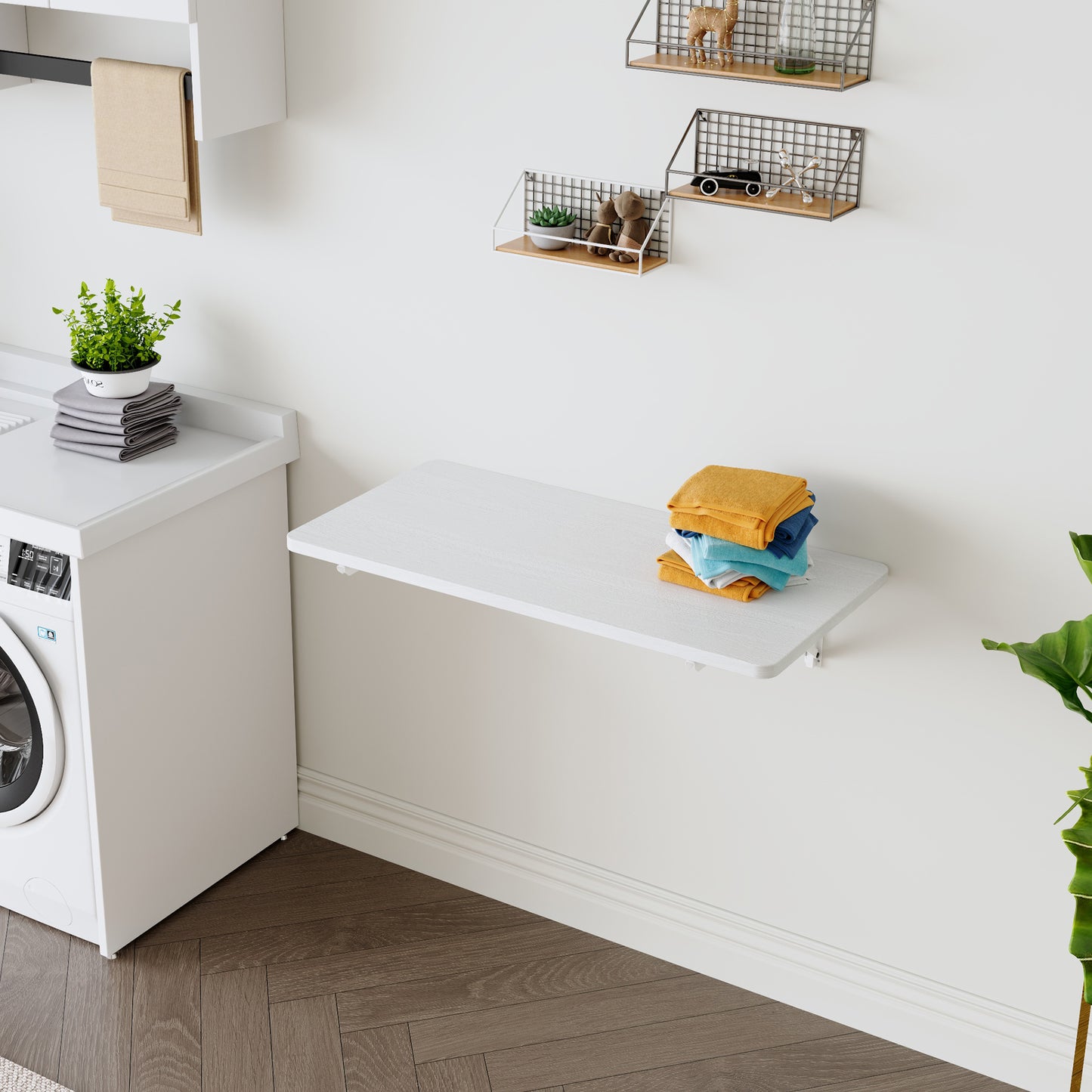 Wall Mounted Folding Table, Floating Desk For Laundry Room, Fold Down
