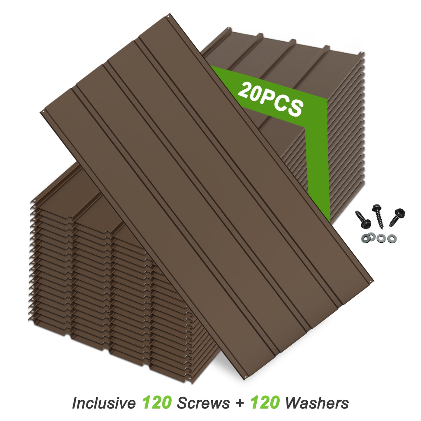 20 Pcs Metal Roofing Panels, 3.54 Ft X1.64 Galvanized Panels Siding