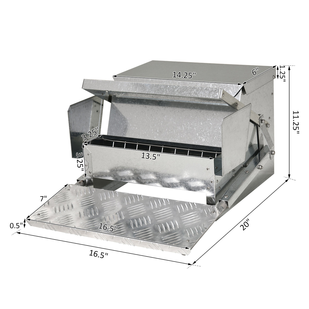 Automatic Chicken Feeder 25 lbs Capacity Weatherproof Galvanized Steel & Aluminum