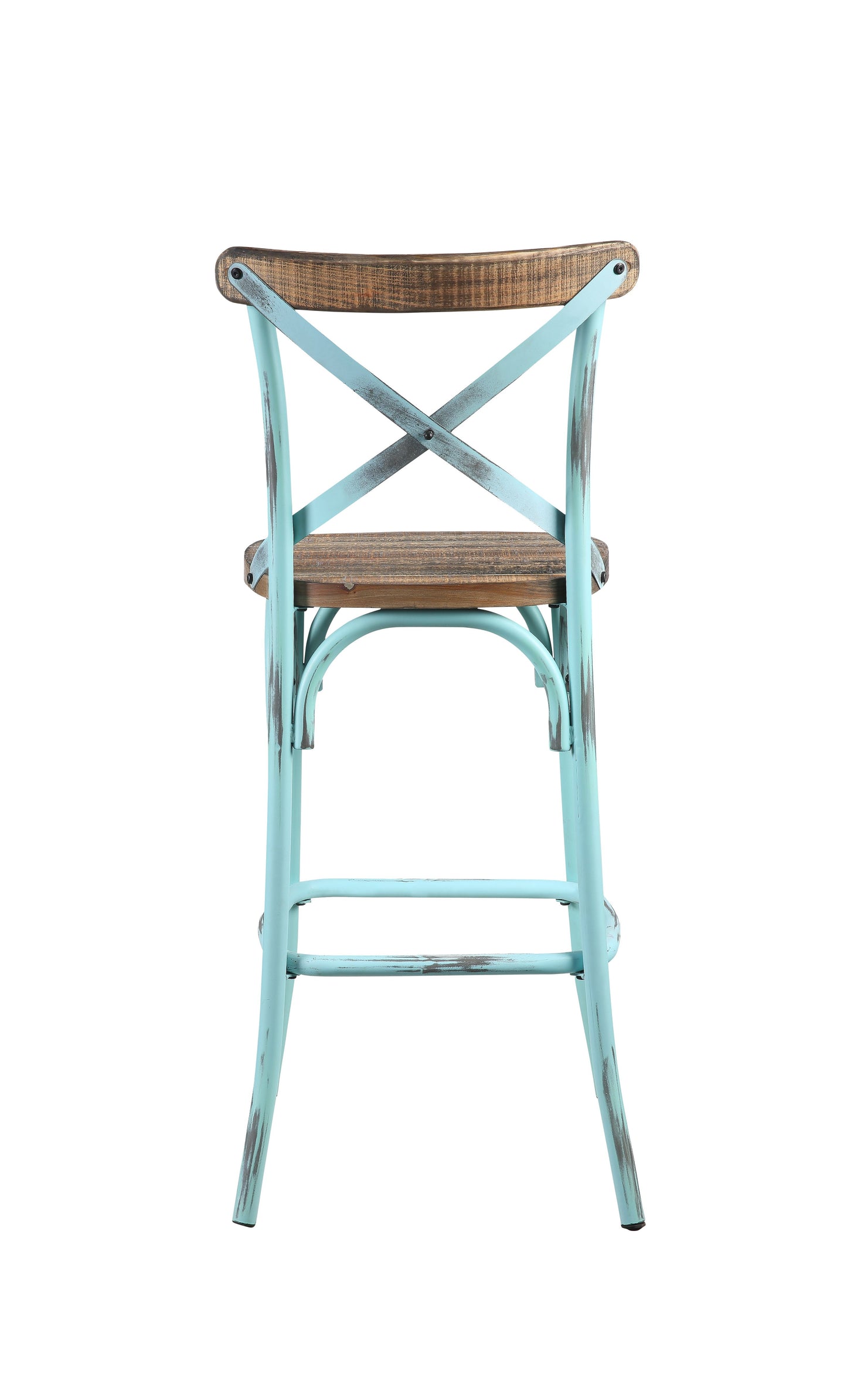 Antique Turquoise & Oak Finish Bar Chair - Zaire Design