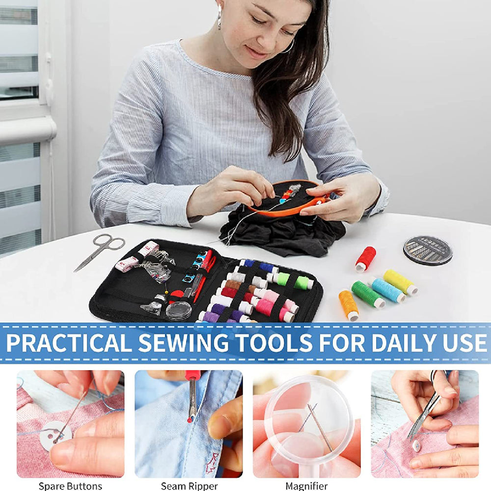 Colorful Thread Sewing Kit with Storage Bag 205PCS Set for Crafts & Repairs