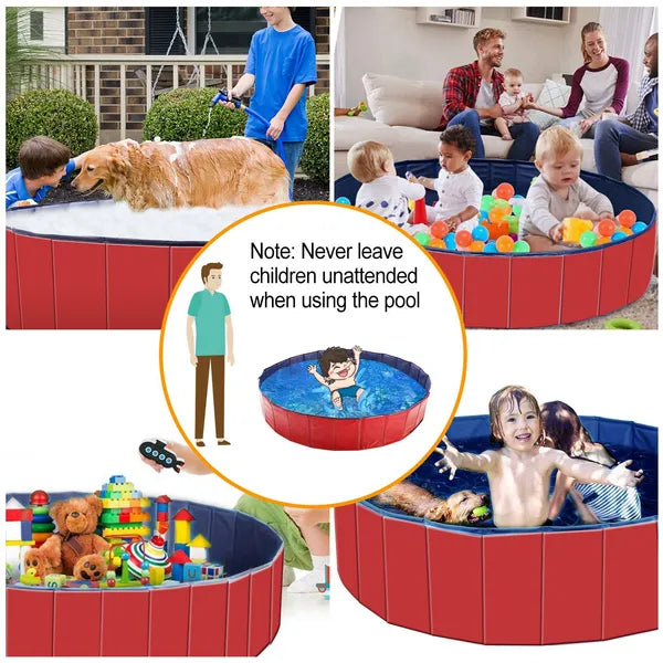 Foldable Pet Swimming Pool PVC Kiddie Dog Bathing Tub & Kids Playmat