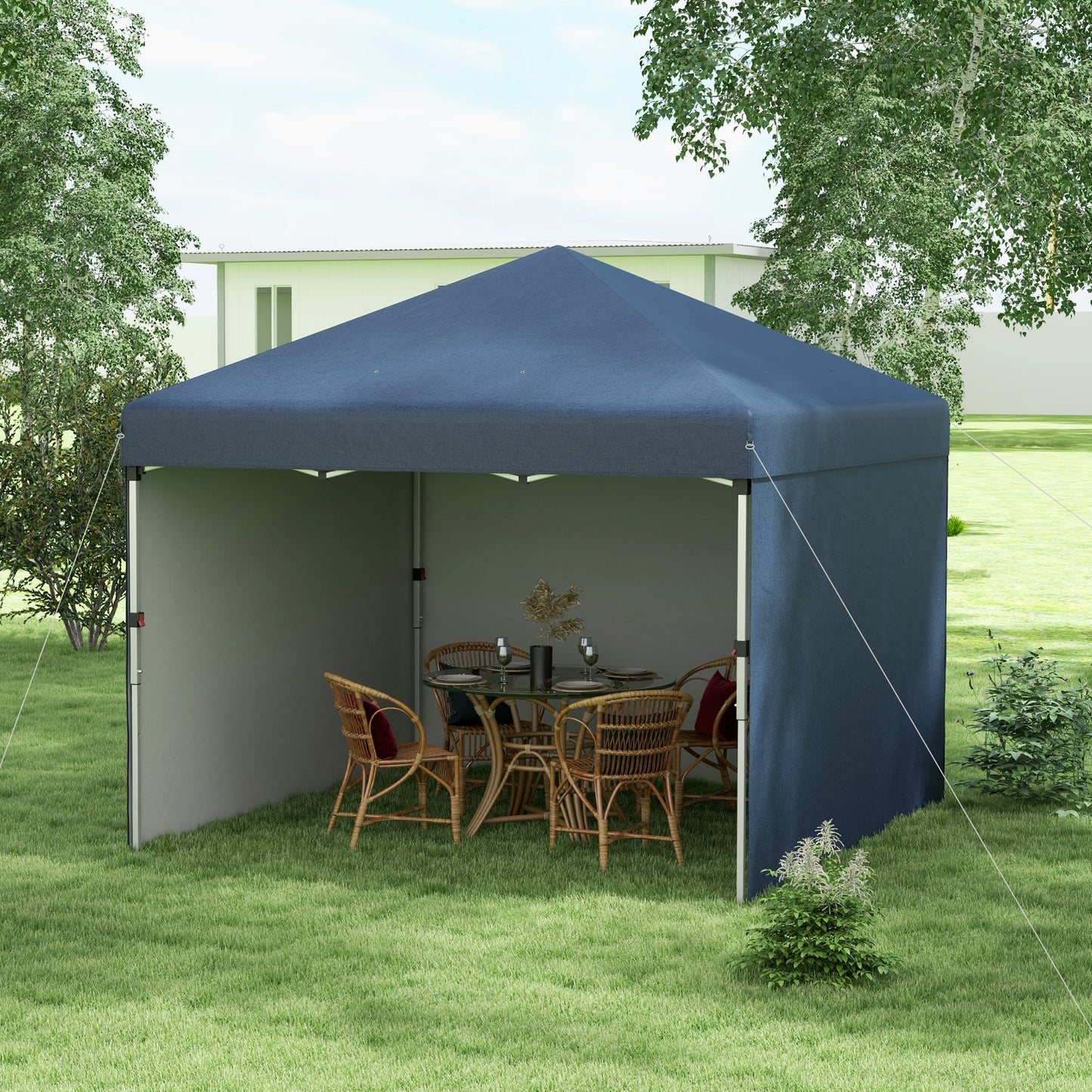 10x10 Pop Up Canopy Tent with Sidewalls & Carry Bag - Navy