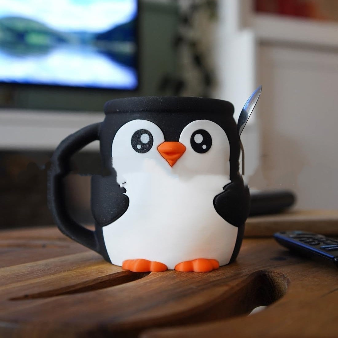 Cute Penguin Ice Cream Pint Rack - Ceramic Kitchen Decor & Storage