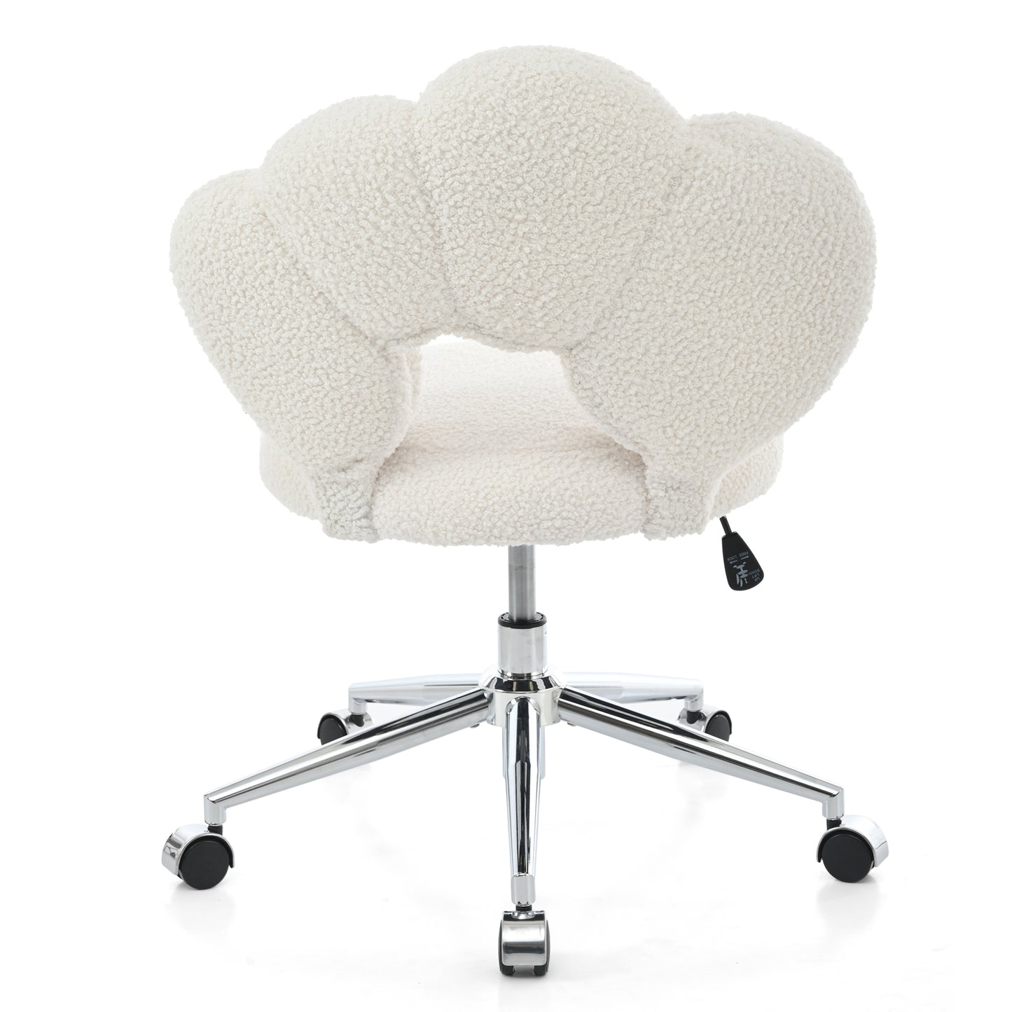 360° Swivel Height Adjustable Office Chair - White Teddy Fabric