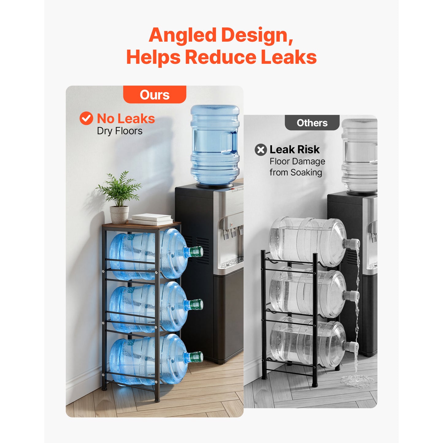 Heavy Duty 4-Tier Water Jug Holder for 3 and 5 Gallon Bottles - Kitchen, Office, Living Room Storage Rack