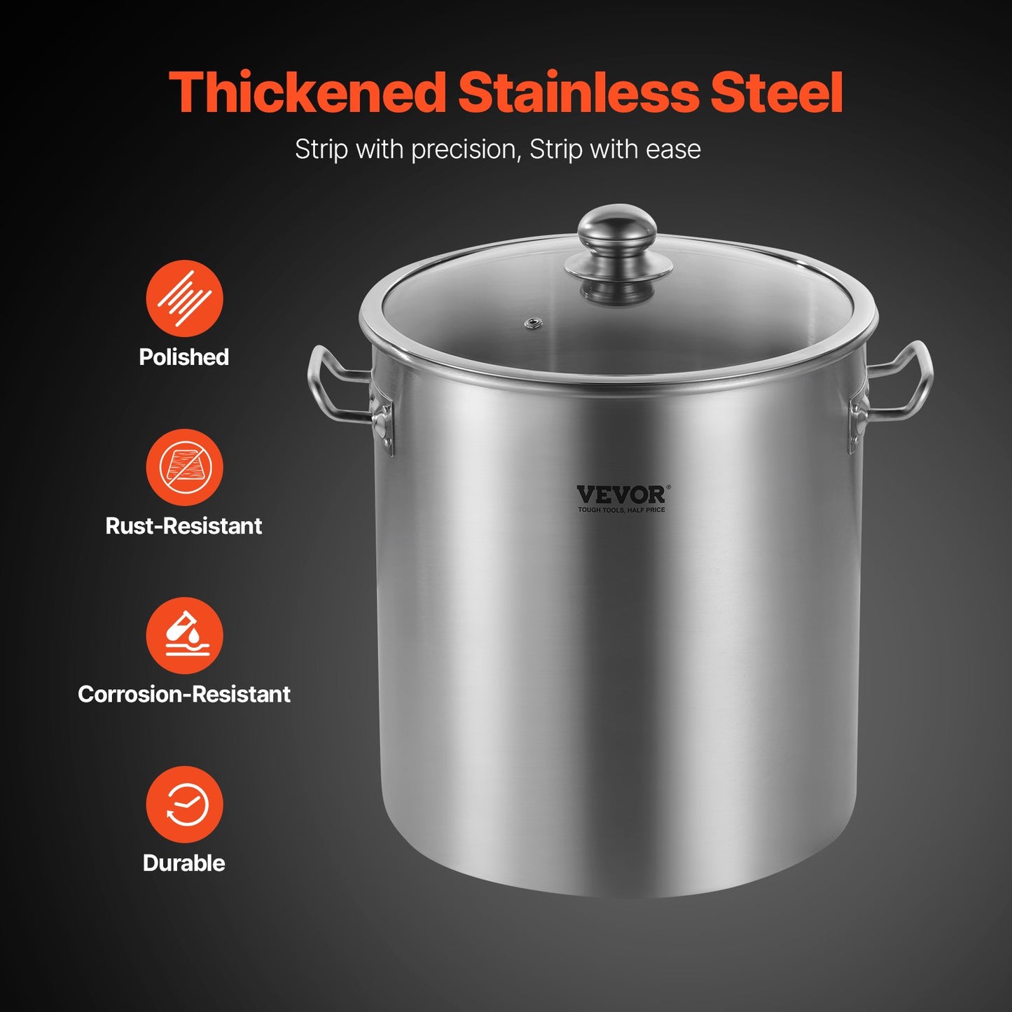 24QT Stainless Steel Stockpot with Lid - Large Cooking Pot