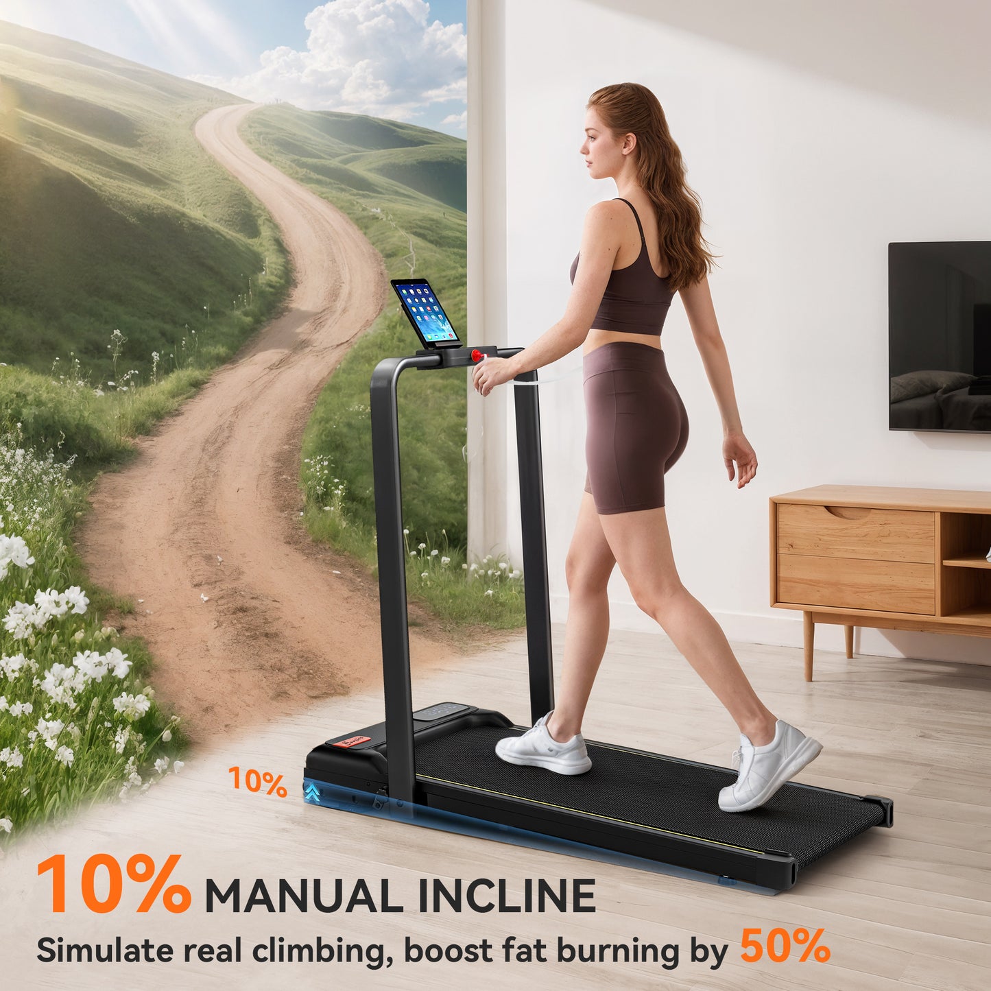 Foldable Under Desk Treadmill with Remote Control & LED Display