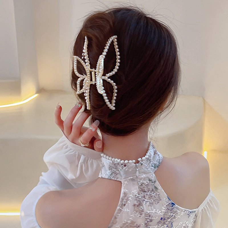 Women's Pearl Butterfly Hair Clip - Retro Hair Accessory