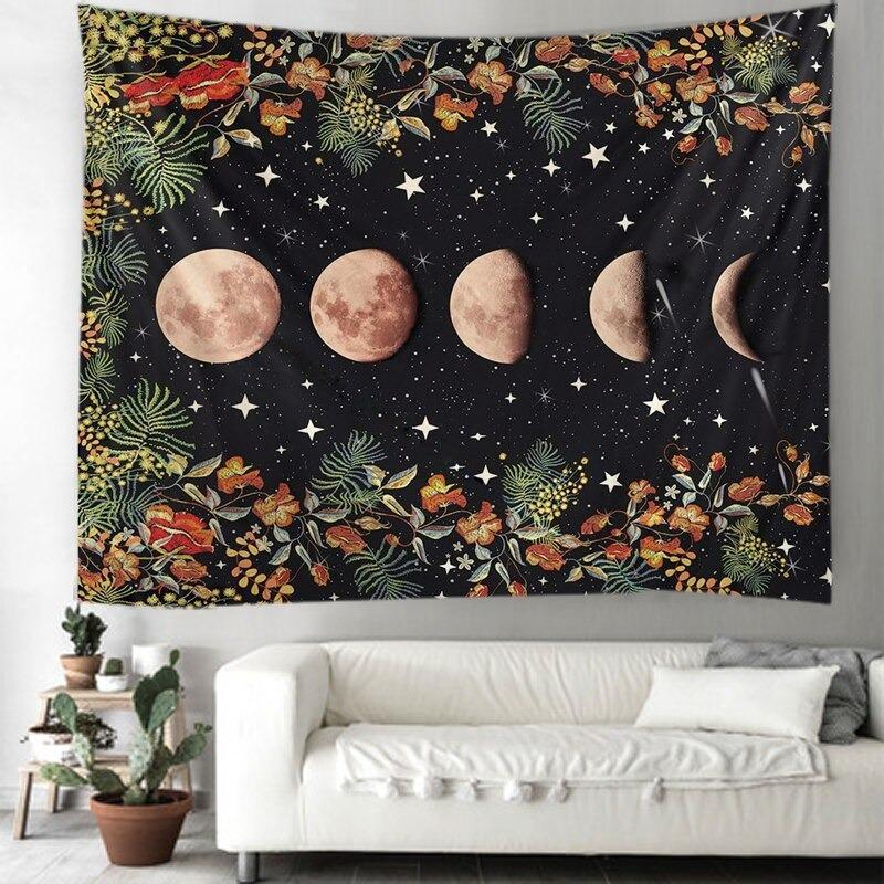Printed Moon Face Wall Tapestry Multifunctional Sitting Blanket Home Decor