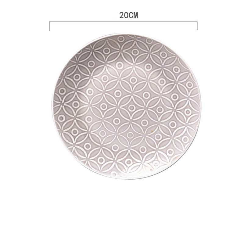 Ceramic Hand-Painted Western Style Breakfast Plate 8 Inch Microwave Safe