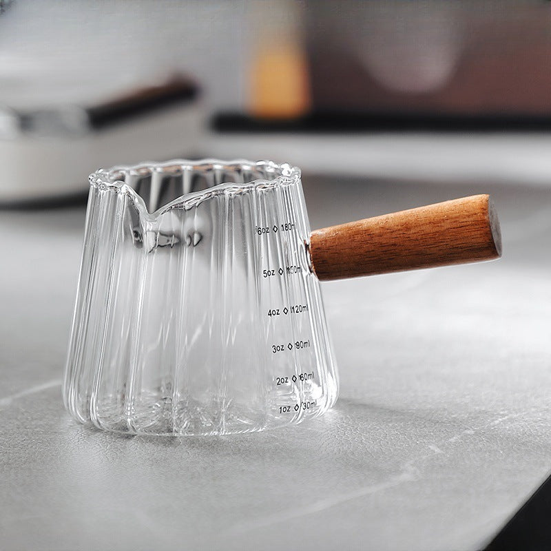 180ml Mini Glass Coffee Cup with Wooden Handle