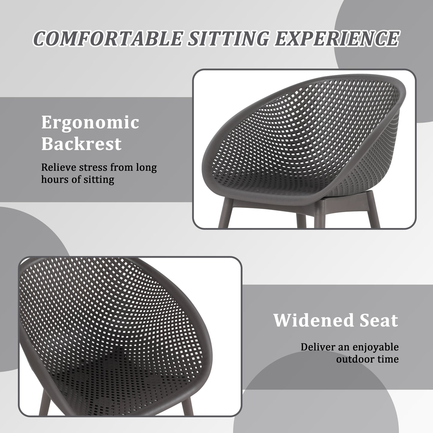 Modern Lounge Chairs with Round Table - Warm Grey & White