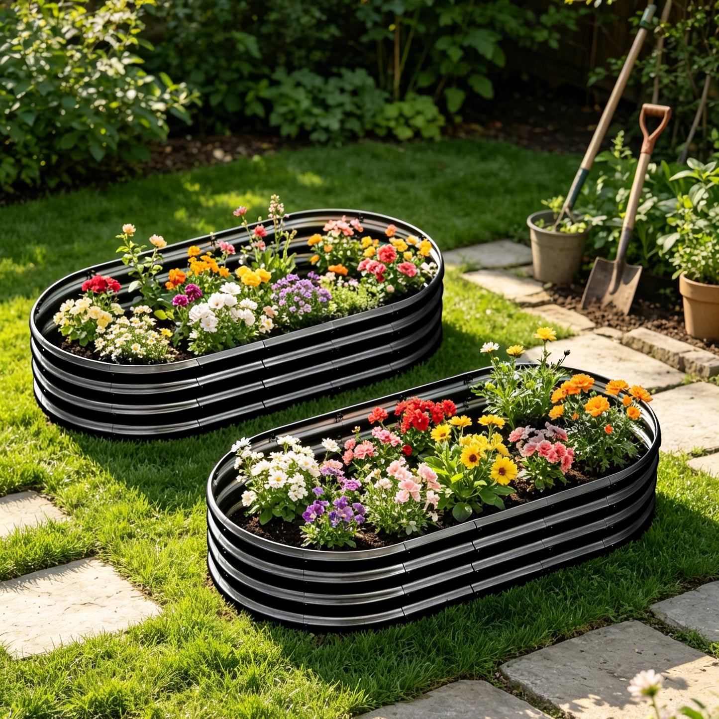 Heavy Duty Galvanized Raised Garden Bed 6x3x1ft - Black
