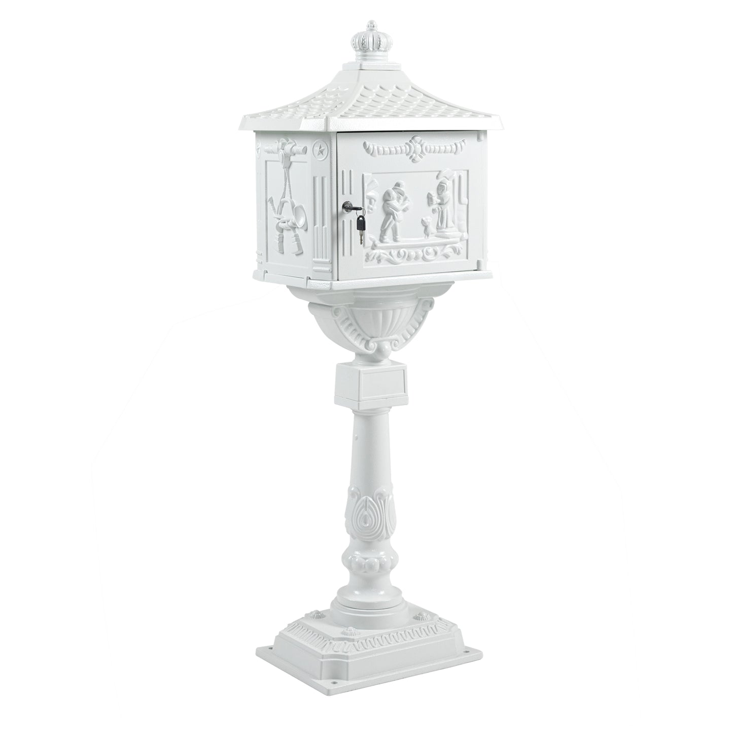 Mailbox Cast Aluminum White Mail Box Postal Security Heavy Duty New