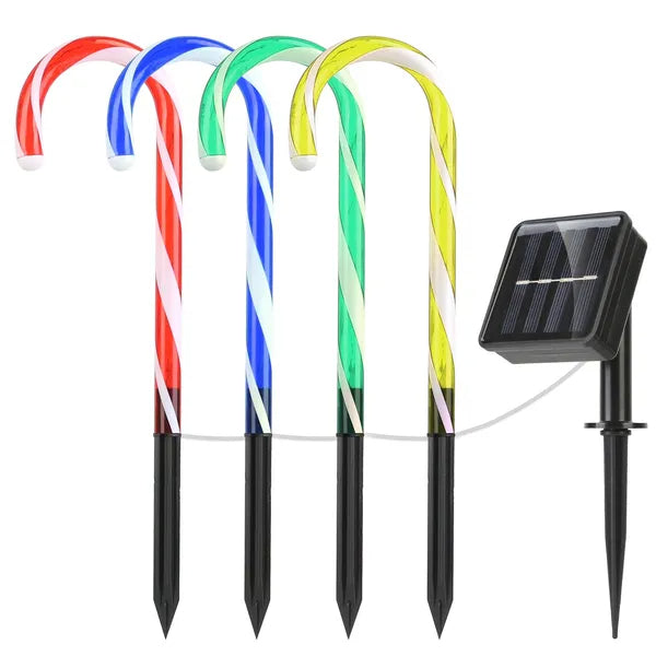 Solar Candy Cane Light - IP55 Waterproof, 8 Lighting Modes