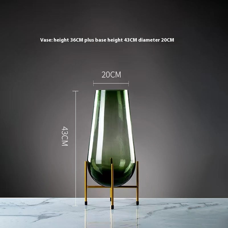 Luxury Glass Vase and Fruit Plate Decor Set - Green & Black Variants