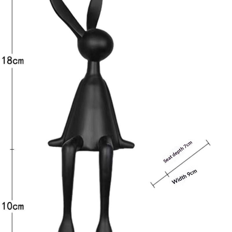 High-End Black Rabbit Sitting Figurine Resin Home Decor