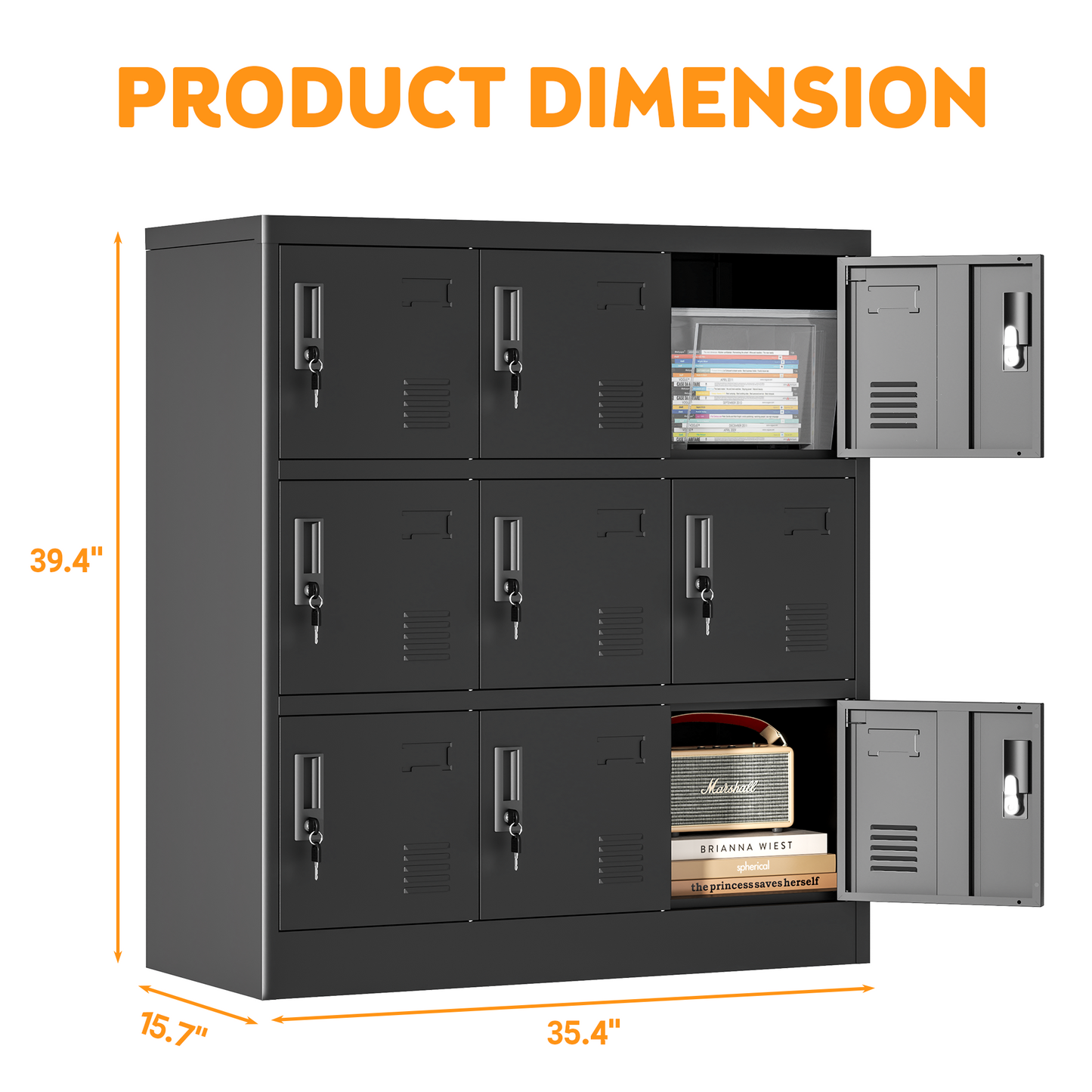 9-Door Employee Storage Locker, Metal Lockers For Office, Gym,