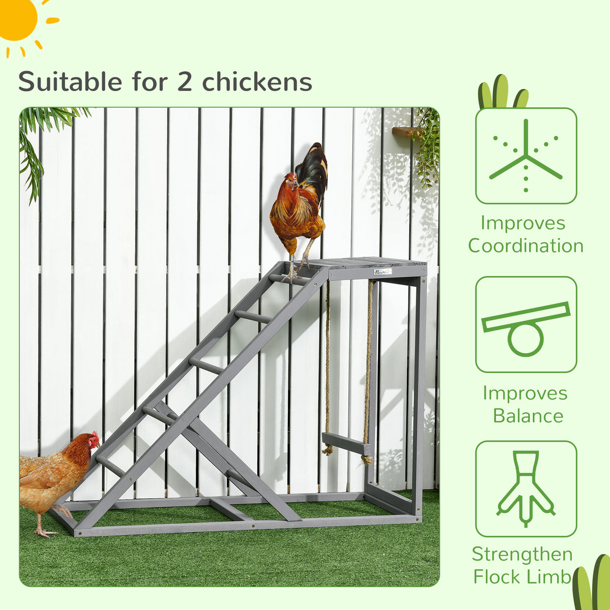 Chicken Play Swing Set with Perches & Ladder - Gray Outdoor Pet Toy