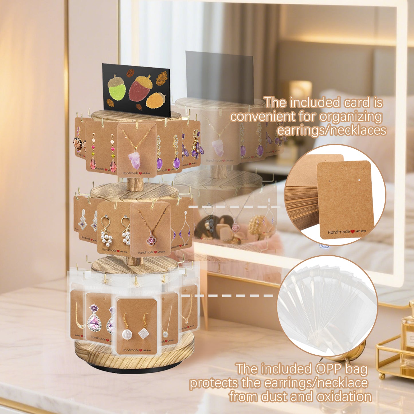 360 Rotating Earring Display Stands With 50 Holder Cards