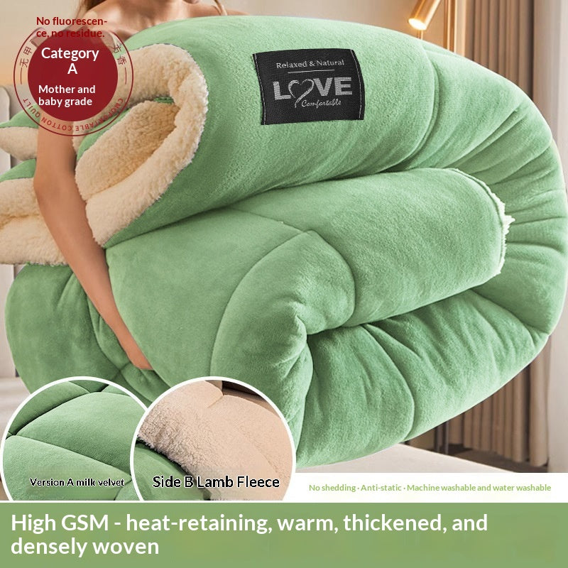 Winter Fleece Comforter Duvet Insert - Cotton-Filled Bedding for Cold Weather
