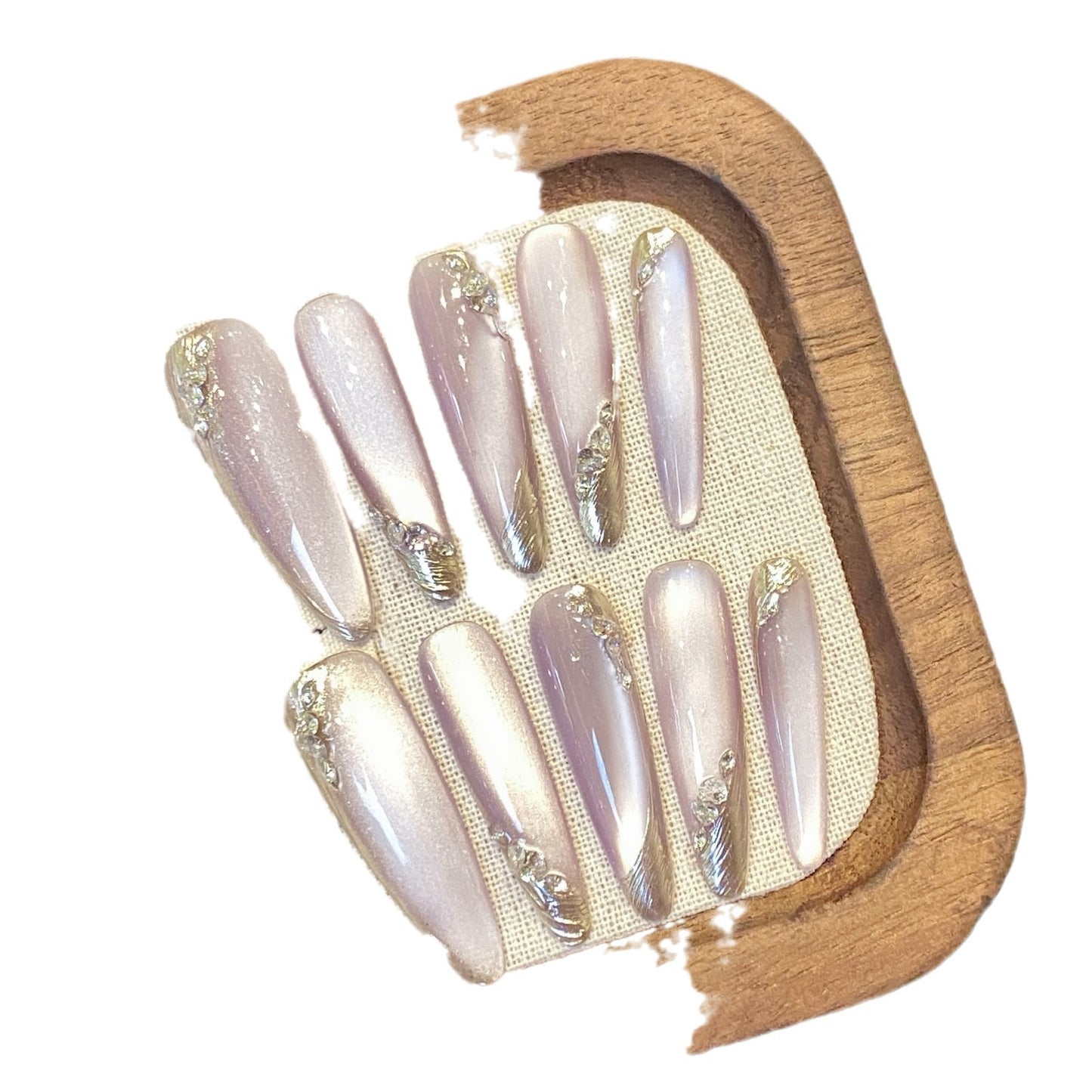 Gradient Moon Rhinestone Press-On Nail Kit - Reusable Wearable Art