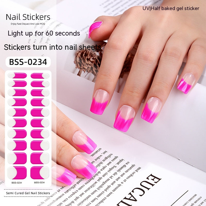 French UV Nail Sticker Set with Alcohol Pad & File