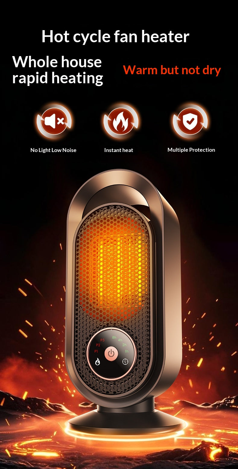 Mini Desktop Space Heater with Oscillating Fan and Touch Control