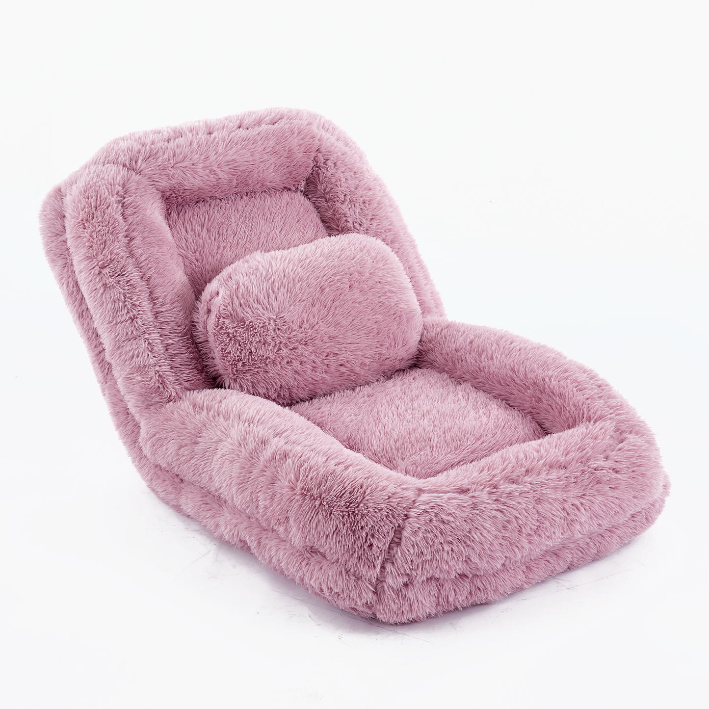 Adjustable Lazy Sofa Bed - Plush Fabric, Pink