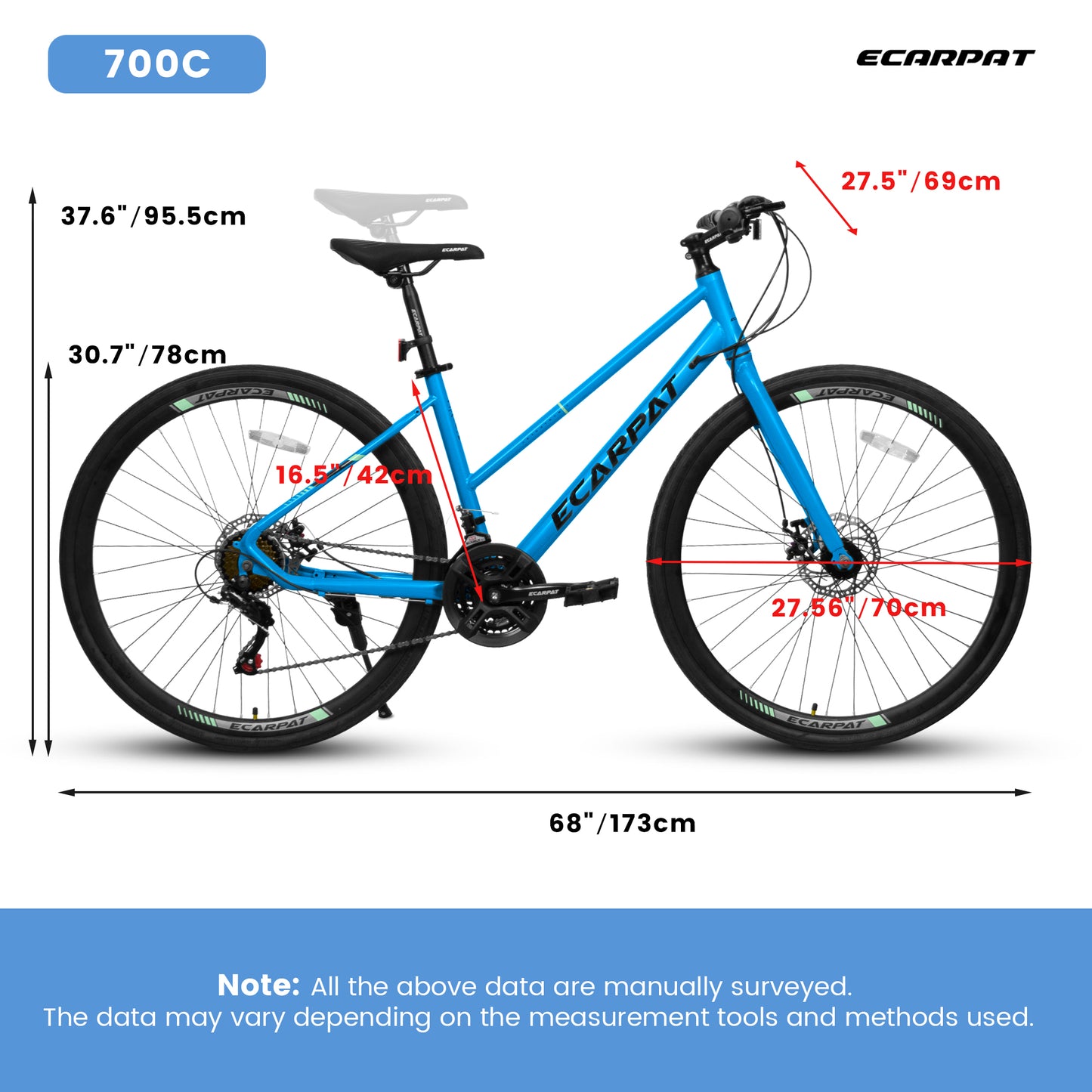 700C Road Bike with Aluminum Alloy Wheels & 21-Speed Gear System