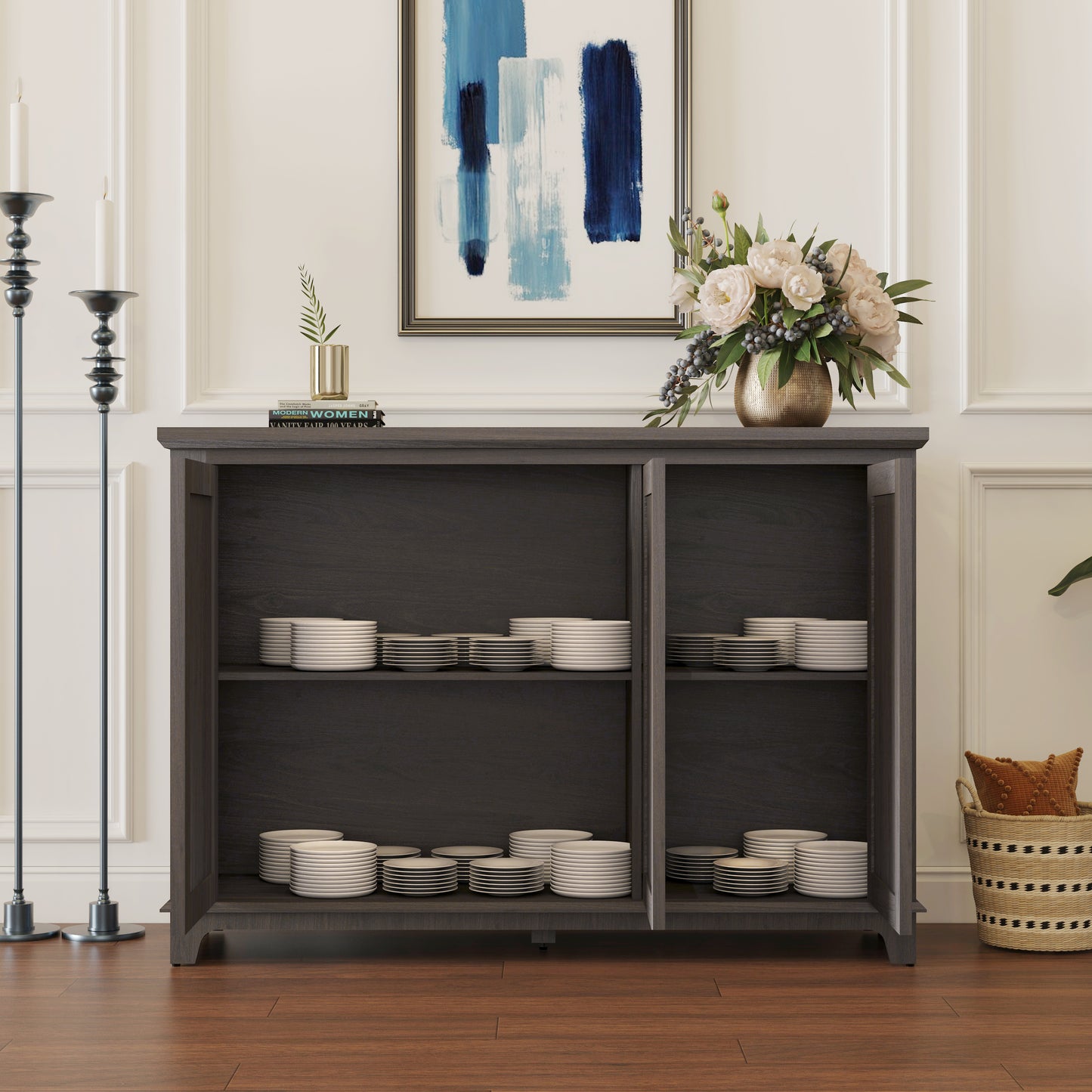 49.33 X 15.55 Spacious Size Countertop Sideboard With 3 Mirrored