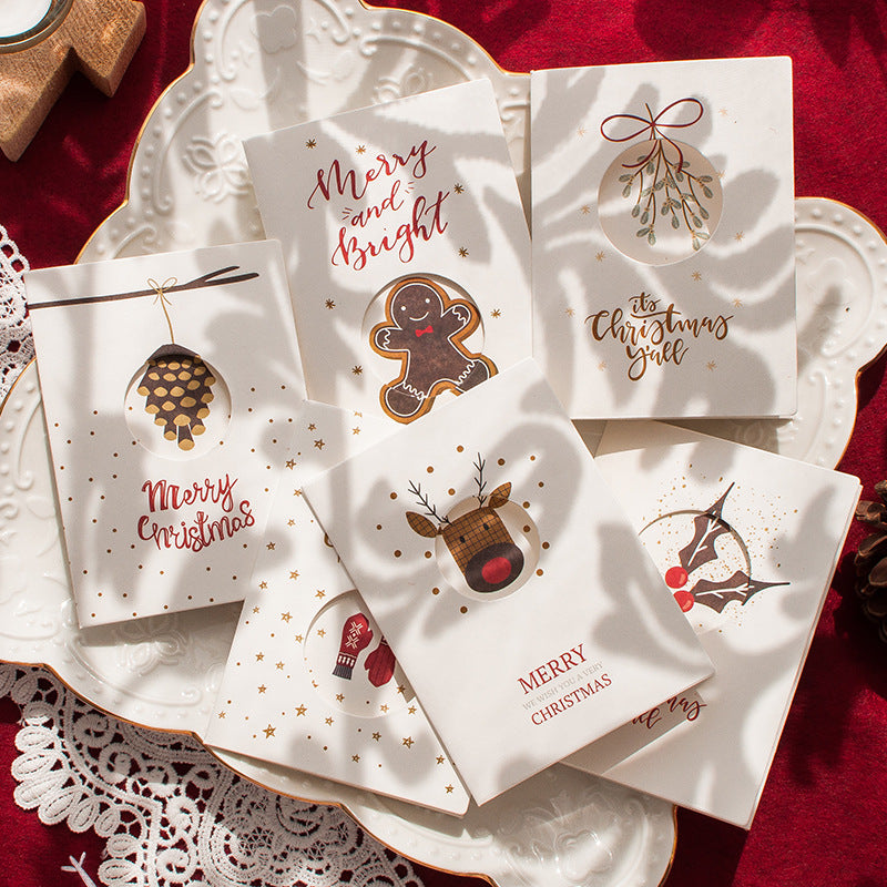 Festive Christmas Greeting Card Set with Envelopes and Stickers - Three Fold Holiday Card Collection