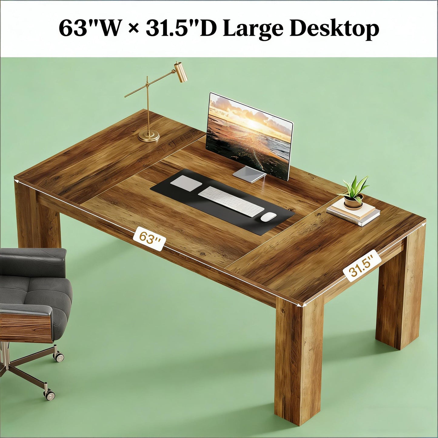 Rustic Brown Computer Desk - Minimalist Writing Table