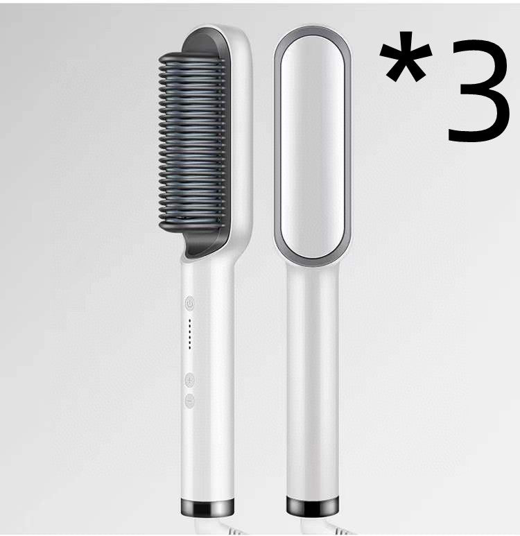 2-in-1 Hair Straightener Curling Iron Hot Comb with Negative Ions - Multi-Functional Electric Hair Styling Brush