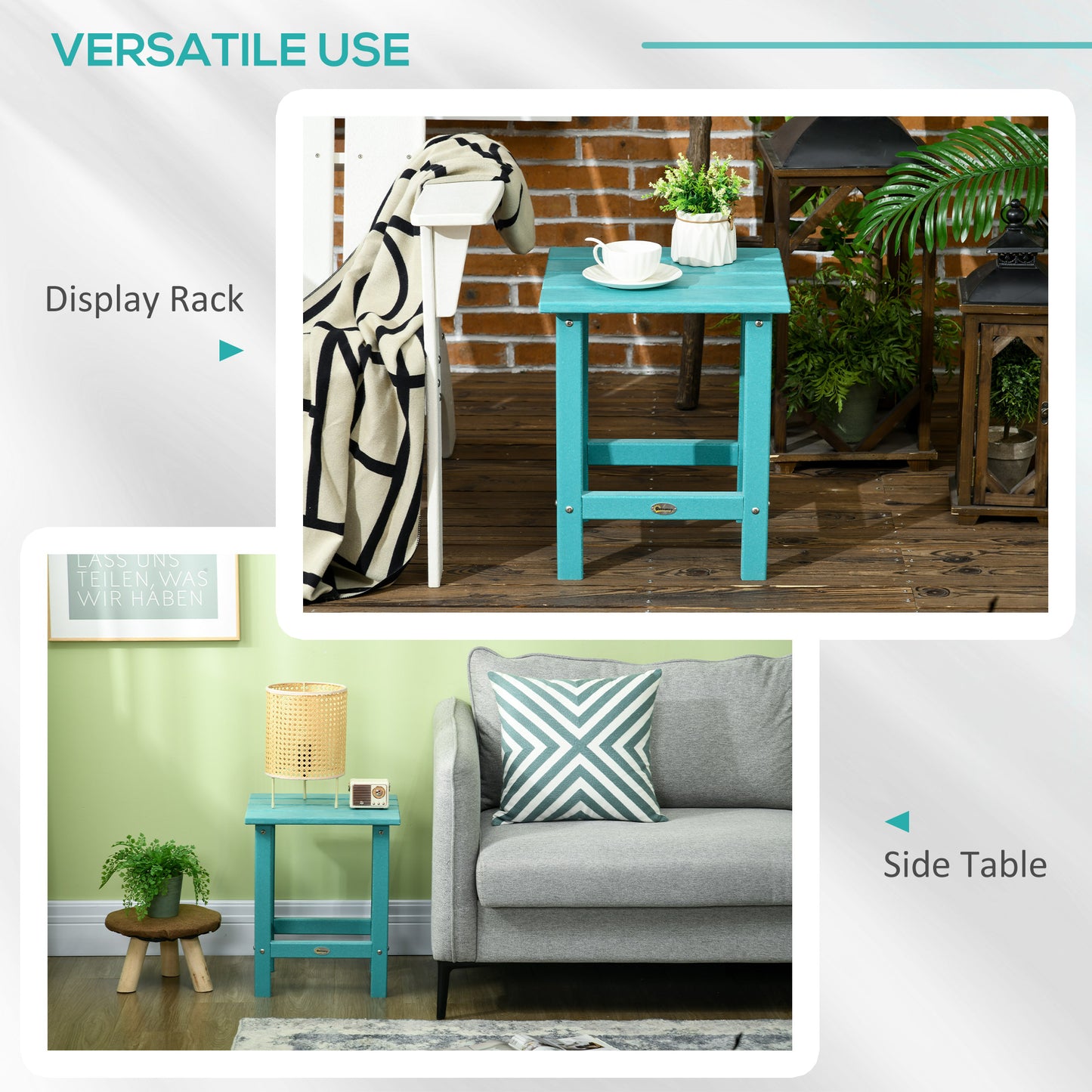 15" Outdoor Side Table - HDPE Plastic for Adirondack Chairs - Green