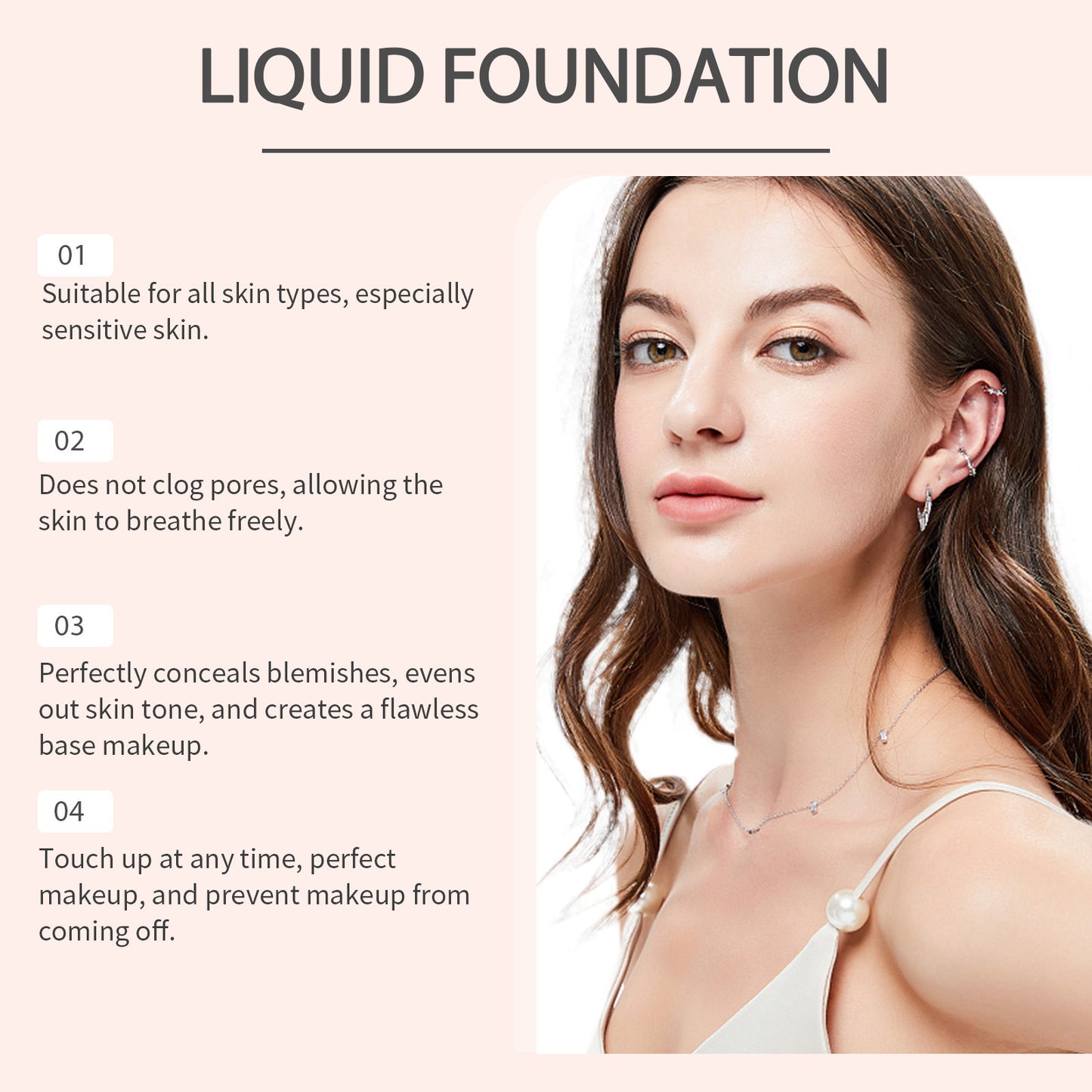 Moisturizing Liquid Foundation with Hyaluronic Acid - Light & Ivory Shades