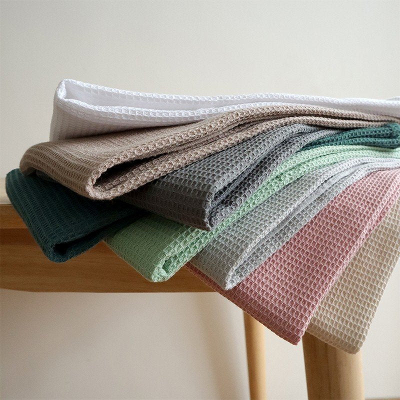 Cotton Rectangular Waffle Tea Towel - Nordic Style Kitchen Linen