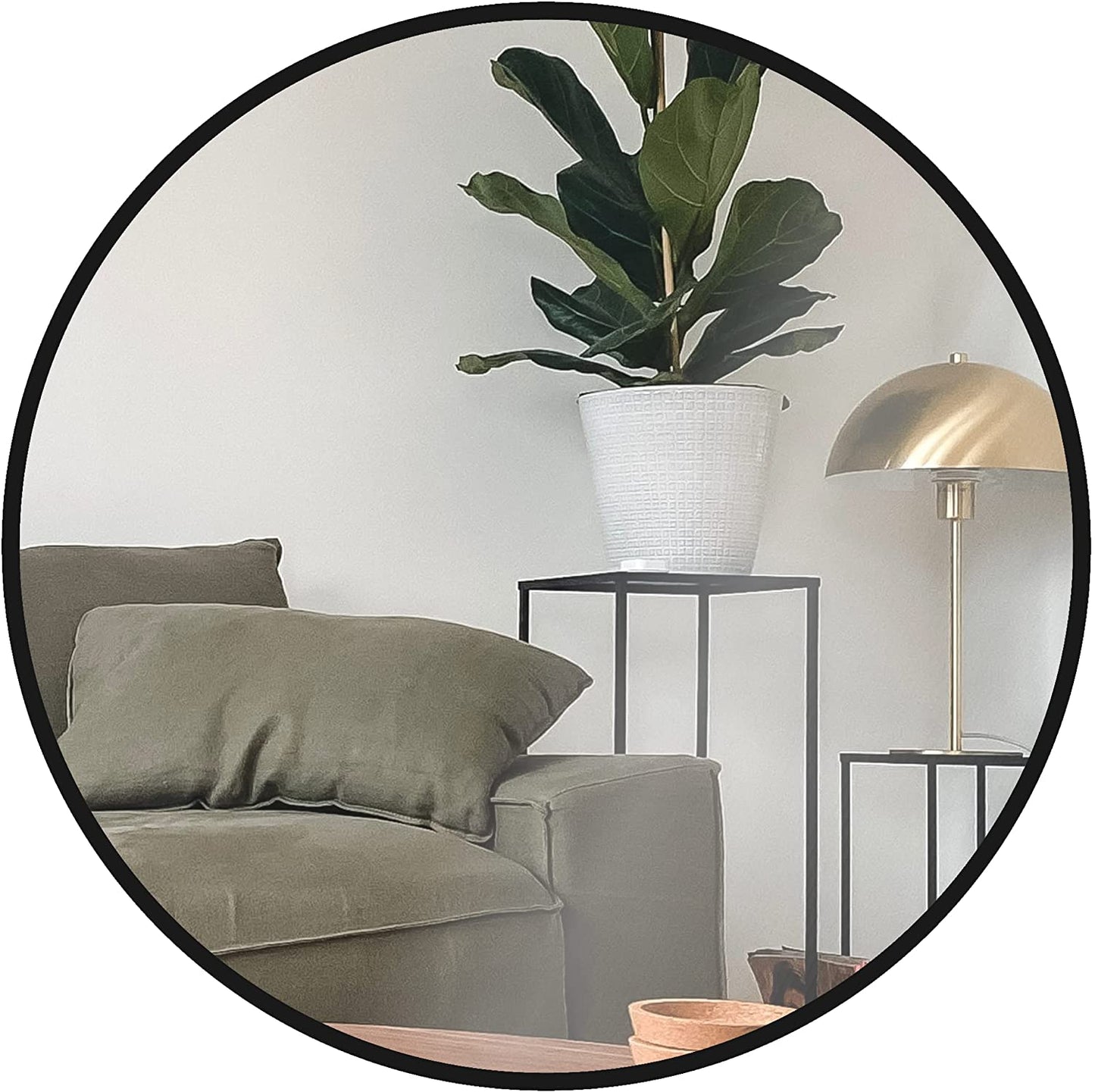 30 Inch Round Black Metal Framed Bathroom Wall Mirror